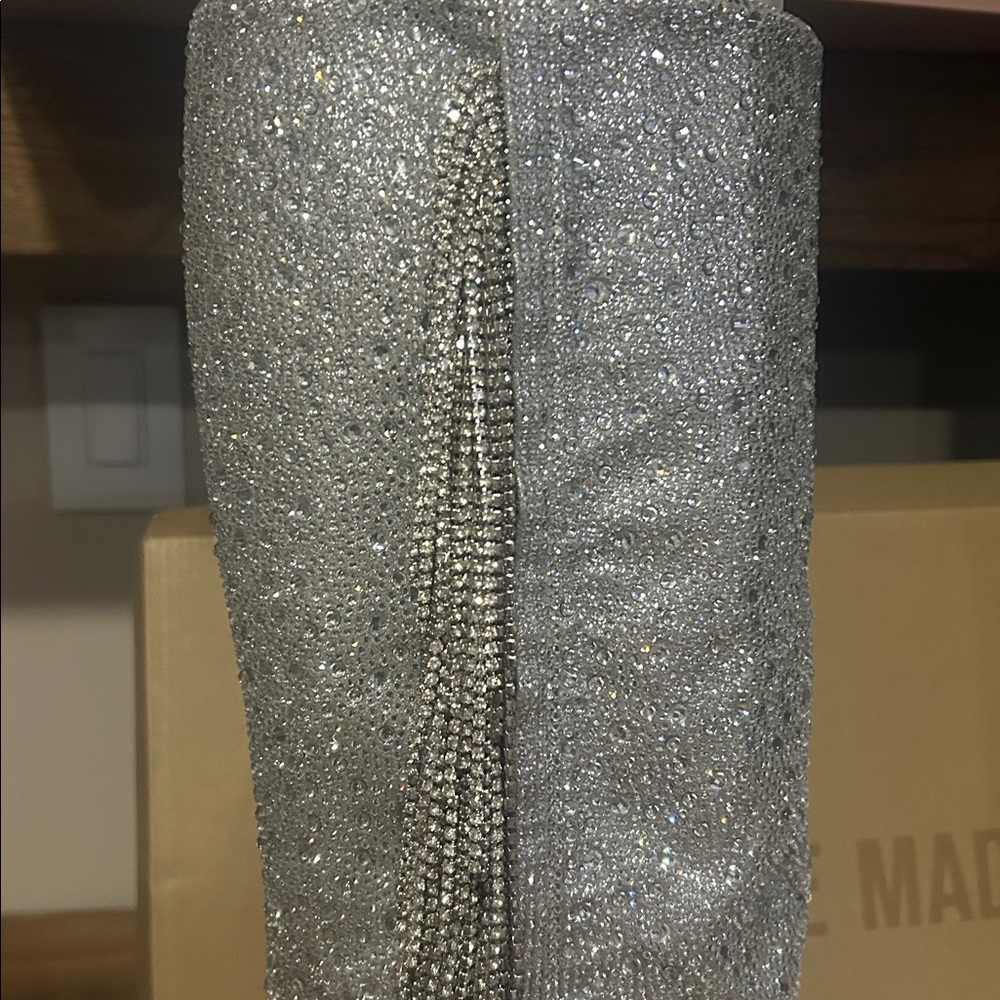 Steve Madden Sparkling Silver Rhinestone Heeled Boots new in box size 8 - Picture 5 of 12